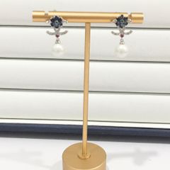  Bông Tai Cánh Hoa Chanel Màu Xanh Bích Ngọc Trai (CN) 