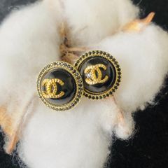  Bông Tai Chanel Màu Vàng Pha Lê Đen Sang Trọng (BX) 