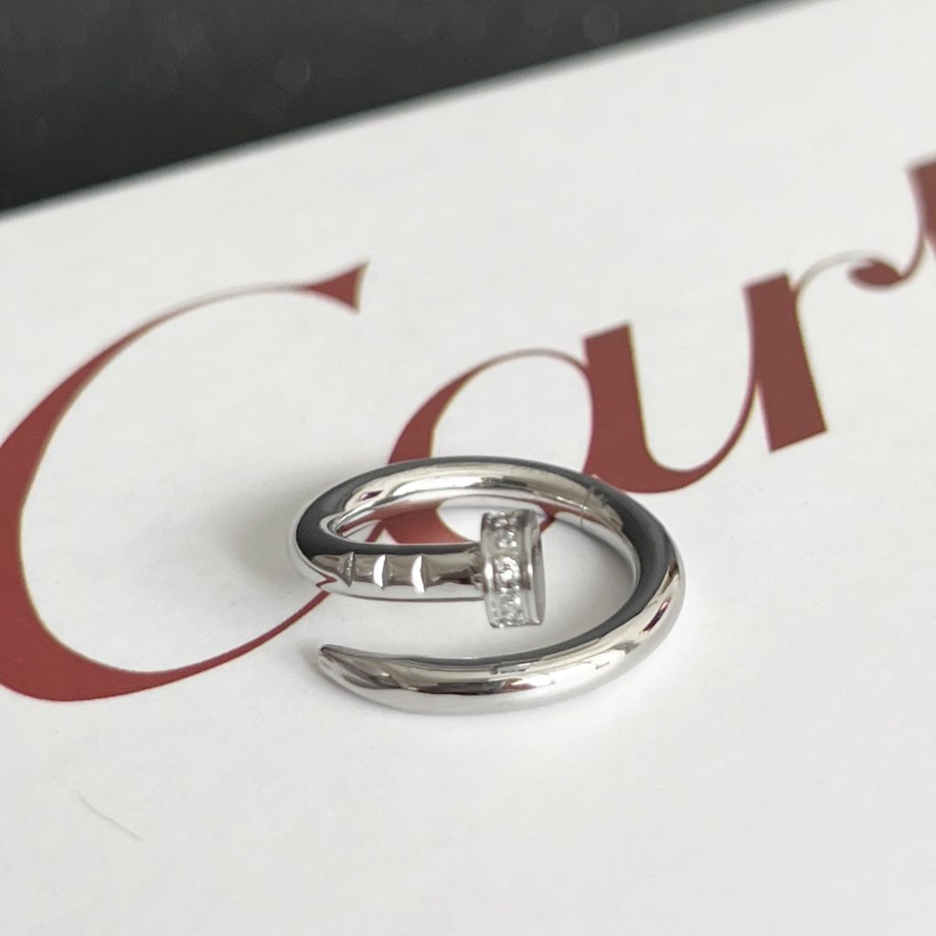  Nhẫn Titan Cao Cấp - Cây Đinh Cartier Màu Trắng Pha Lê (AB) 