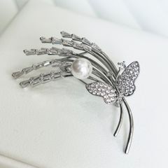  Cài Áo Con Bướm Và Bông Lúa Màu Trắng Ngọc Trai & Pha Lê Tinh Tế 