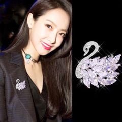  Cài Áo Con Thiên Nga Pha Lê Trắng (AG) 