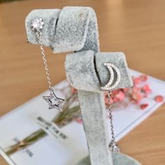 Bông Tai Ngôi Sao & Mặt Trăng So Le Pha Lê (AO) 