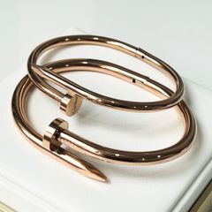  Vòng Tay Cặp Đôi Tình Yêu - Cartier Cây Đinh Màu Vàng Hồng Titan Cao Cấp (AK) 