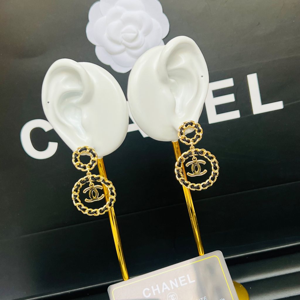  Bông Tai Chanel Bản To Màu Vàng Cá Tính (CM) 