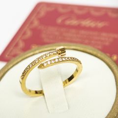  Nhẫn Titan Cao Cấp - Cây Đinh Cartier Màu Vàng Pha Lê (AJ) 