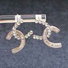  Bông Tai Chanel Bản To Màu Trắng Pha Lê (BQ) 