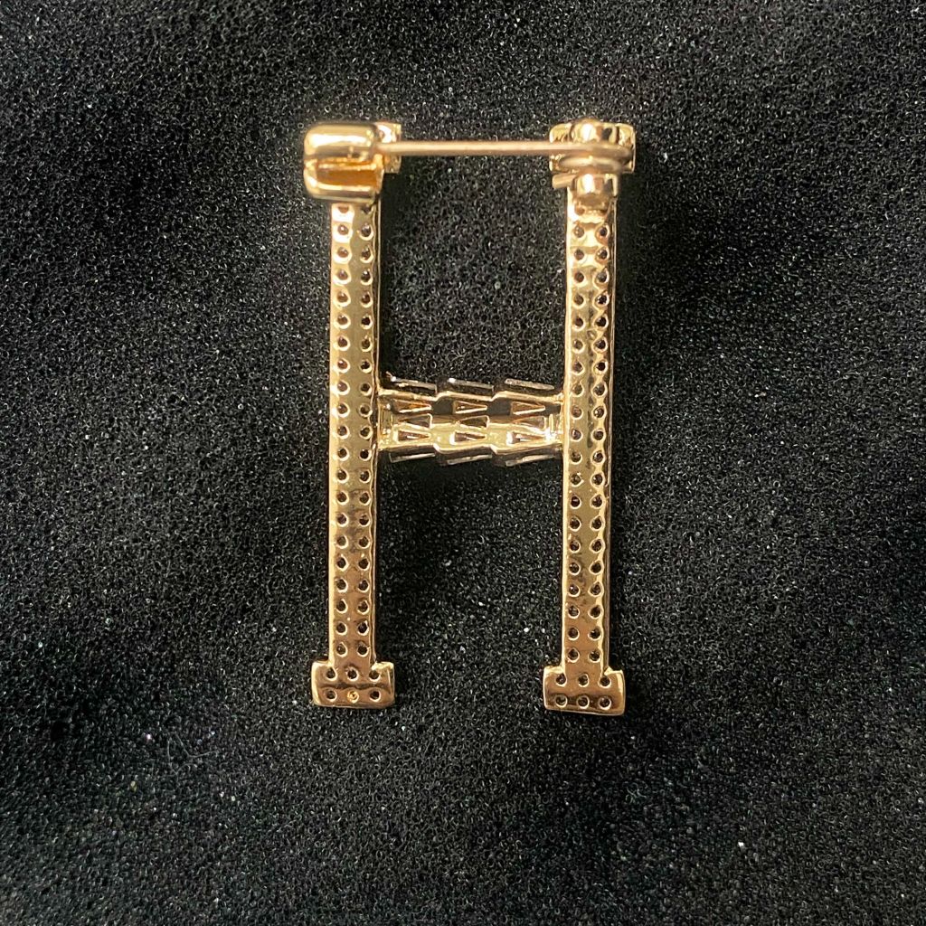  Cài Áo Hermes Màu Vàng Pha Lê Trắng (AC) 