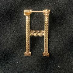  Cài Áo Nam, Nữ - Hermes Màu Vàng Pha Lê Trắng (AC) 