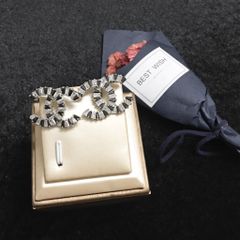  Bông Tai Chanel Bản To Màu Trắng Pha Lê Đen & Trắng (BT) 