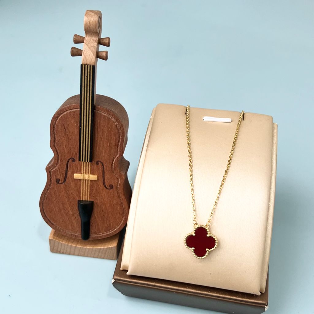  Dây Chuyền Titan Cao Cấp - Cỏ 4 Lá May Mắn Màu Vàng Đỏ (AP) 