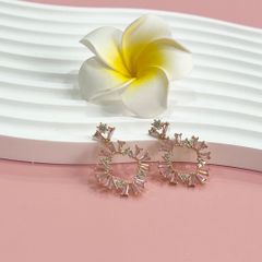  Bông Tai Vòng Tròn Pha Lê Hồng 