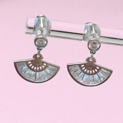  Bông Tai Bạc Cao Cấp - Cánh Quạt Pha Lê Trắng (AE) 