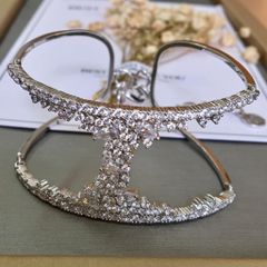  Vòng Tay Hermes Bản To Màu Trắng Pha Lê (AC) 