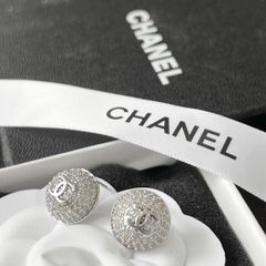  Bông Tai Chanel Màu Trắng Pha Lê (BZ) 