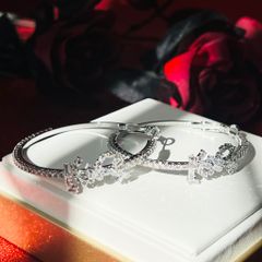  Bông Tai Khoen Tròn YSL Màu Trắng 5cm Pha Lê (BS) 