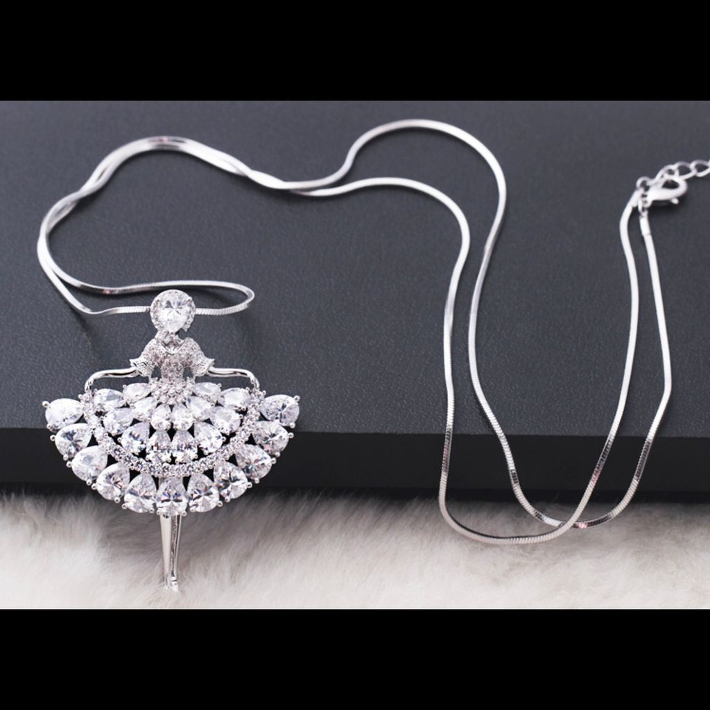  Dây Chuyền Dài Cao Cấp - Cô Gái Pha Lê Australia Trắng Tinh Tế (AA) 