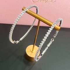  Bông Tai Khoen Tròn Bản To Màu Trắng 6,3cm Pha Lê (BN) 