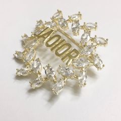  Cài Áo Nam, Nữ - Dior Màu Vàng Pha Lê Trắng (AD) 