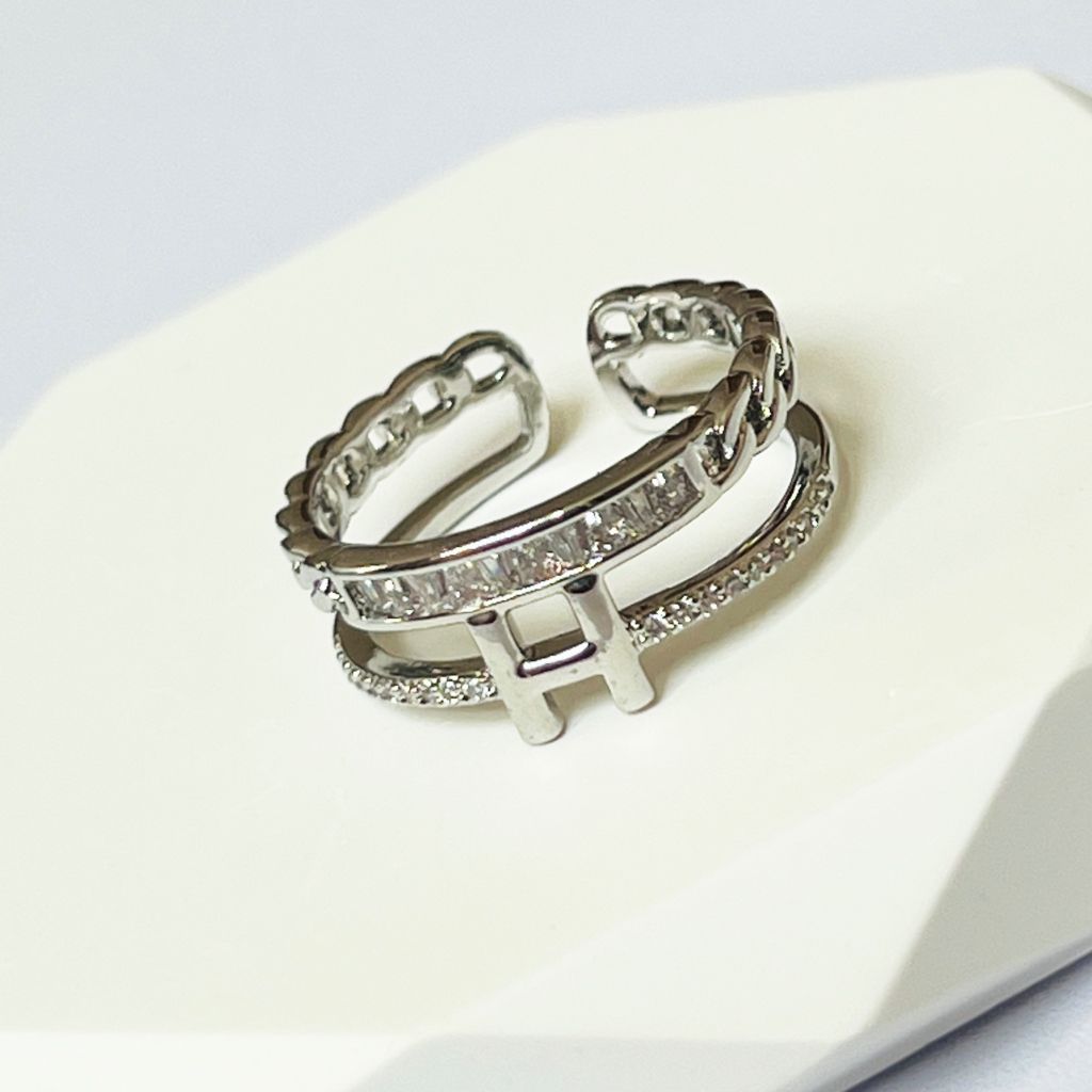  Nhẫn Hermes Freesize Pha Lê Trắng (AA) 