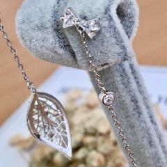  Bông Tai Tua Rua Chiếc Lá & Cái Nơ Pha Lê Trắng (AD) 