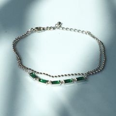  Bộ Trang Sức Pha Lê Xanh Lá - Vòng Tay & Bông Tai Ngôi Sao Tinh Tế 