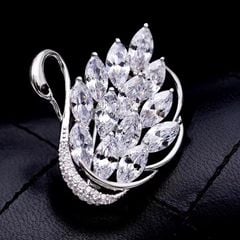  Cài Áo Con Thiên Nga Pha Lê Trắng (AJ) 