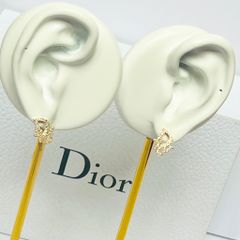  Bông Tai Dior Màu Vàng 1,2cm Pha Lê Trắng (AW) 