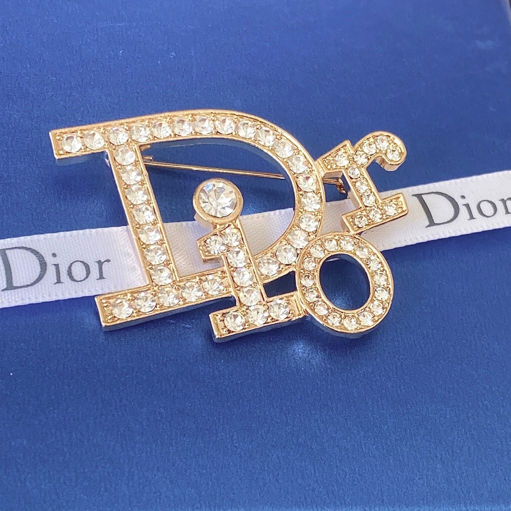  Cài Áo Nam, Nữ - Dior Màu Vàng Pha Lê Trắng (AM) 