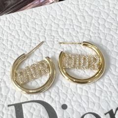  Bông Tai Dior Màu Vàng Pha Lê Trắng (AP) 