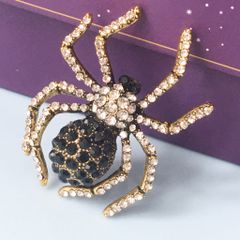  Cài Áo Nam - Con Nhện Màu Vàng Pha Lê Đen & Trắng (AK) 