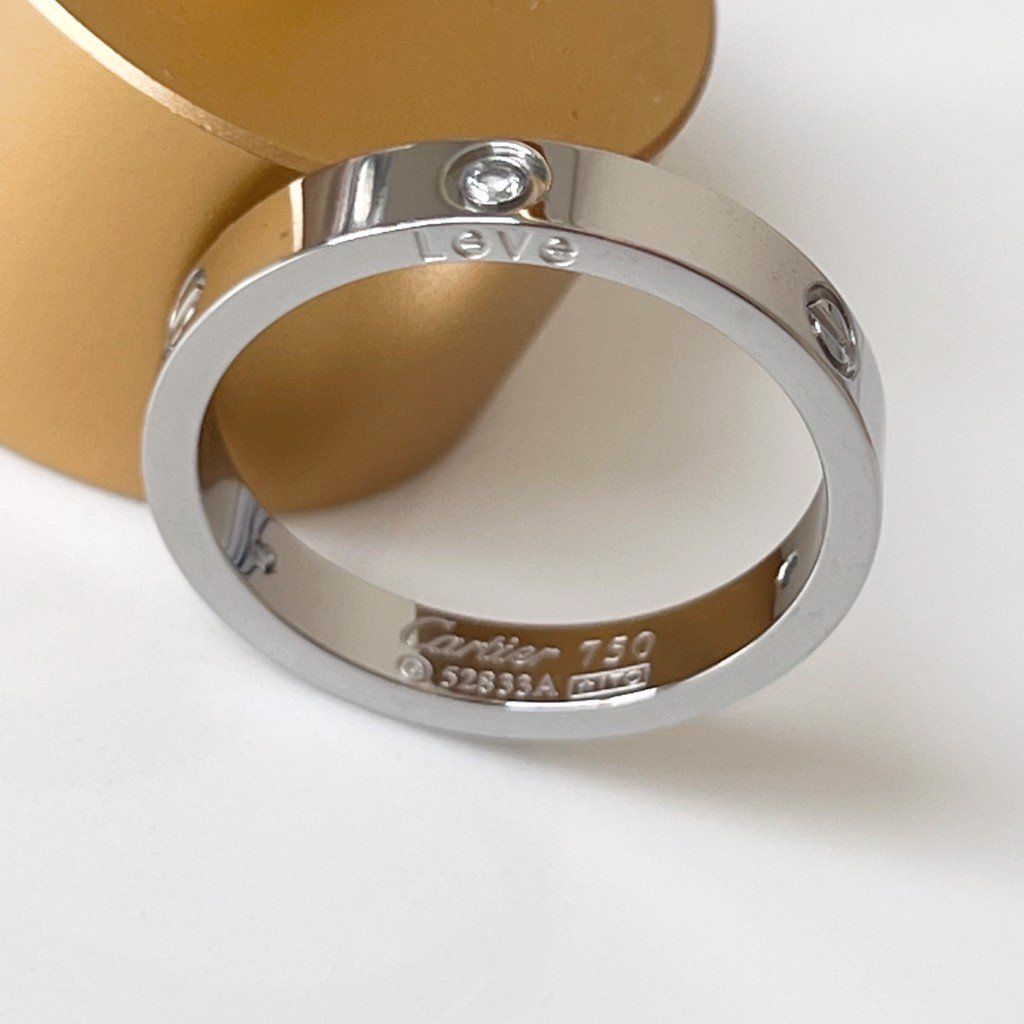  Nhẫn Cặp Đôi Tình Yêu - Cartier Màu Trắng TiTan Cao Cấp Pha Lê (AF) 