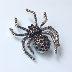  Cài Áo Nam - Con Nhện Màu Trắng Pha Lê Đen (AJ) 