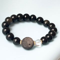  Vòng Đá Phong Thuỷ Cao Cấp - Quả Cầu Vũ Trụ Đá Obsidian & Đá Thạch Anh Trắng Tự Nhiên 