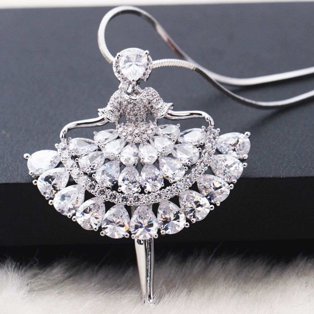  Dây Chuyền Dài Cao Cấp - Cô Gái Pha Lê Australia Trắng Tinh Tế (AA) 