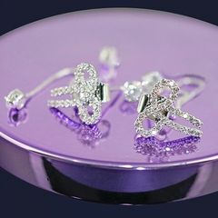  Bông Tai Tua Rua Nơ Xinh Pha Lê Trắng ( Có 3 Kiểu Đeo ) 