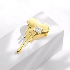  Cài Áo Nam, Nữ - Trái Tim Vàng Pha Lê Trắng Cá Tính 