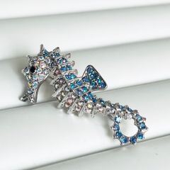  Cài Áo Nam, Nữ - Con Hà Mã Pha Lê Xà Cừ Xanh 