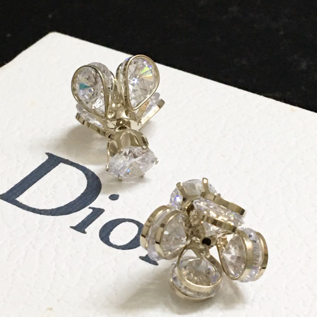  Bông Tai Dior Màu Vàng Pha Lê Trắng (AG) - Có 3 Kiểu Đeo 