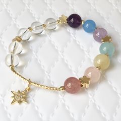  Vòng Đá Phong Thuỷ Cao Cấp - Đá Thạch Anh Tự Nhiên Cầu Vòng & Ngôi Sao May Mắn 