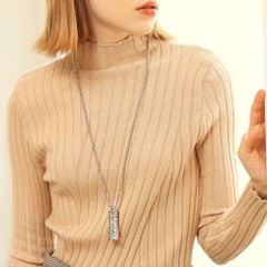  Dây Chuyền Dài Cao Cấp - Ống Pha Lê Trái Tim Trắng (AA) 