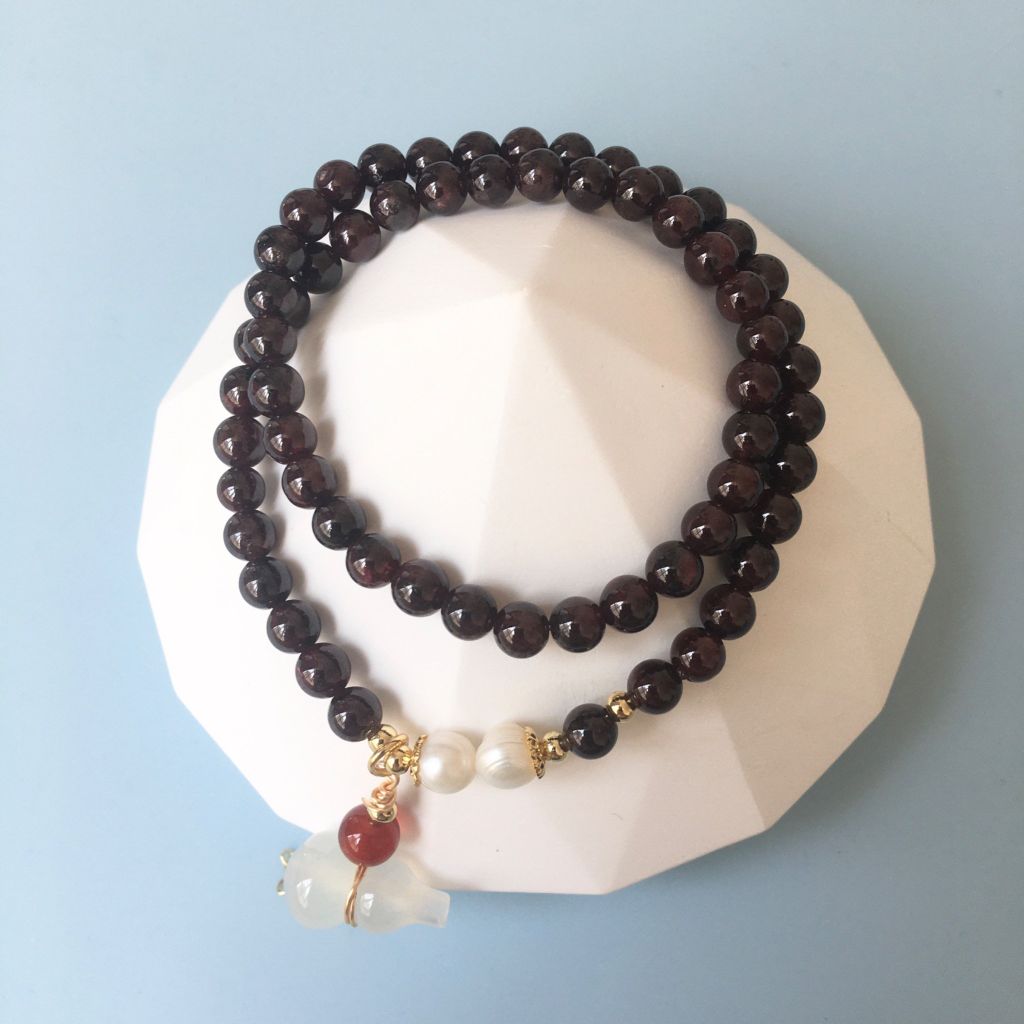  Vòng Đá Phong Thuỷ Cao Cấp - 2 Vòng Hồ Lô Mã Não, Ngọc Trai Nước Ngọt, Đá Garnet Tự Nhiên 