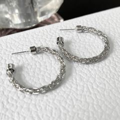  Bông Tai Khoen Tròn Lưới Màu Trắng 3,5cm (BN) 