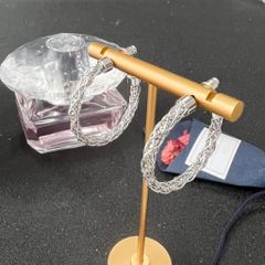  Bông Tai Khoen Tròn Lưới Màu Trắng 3,5cm (BN) 