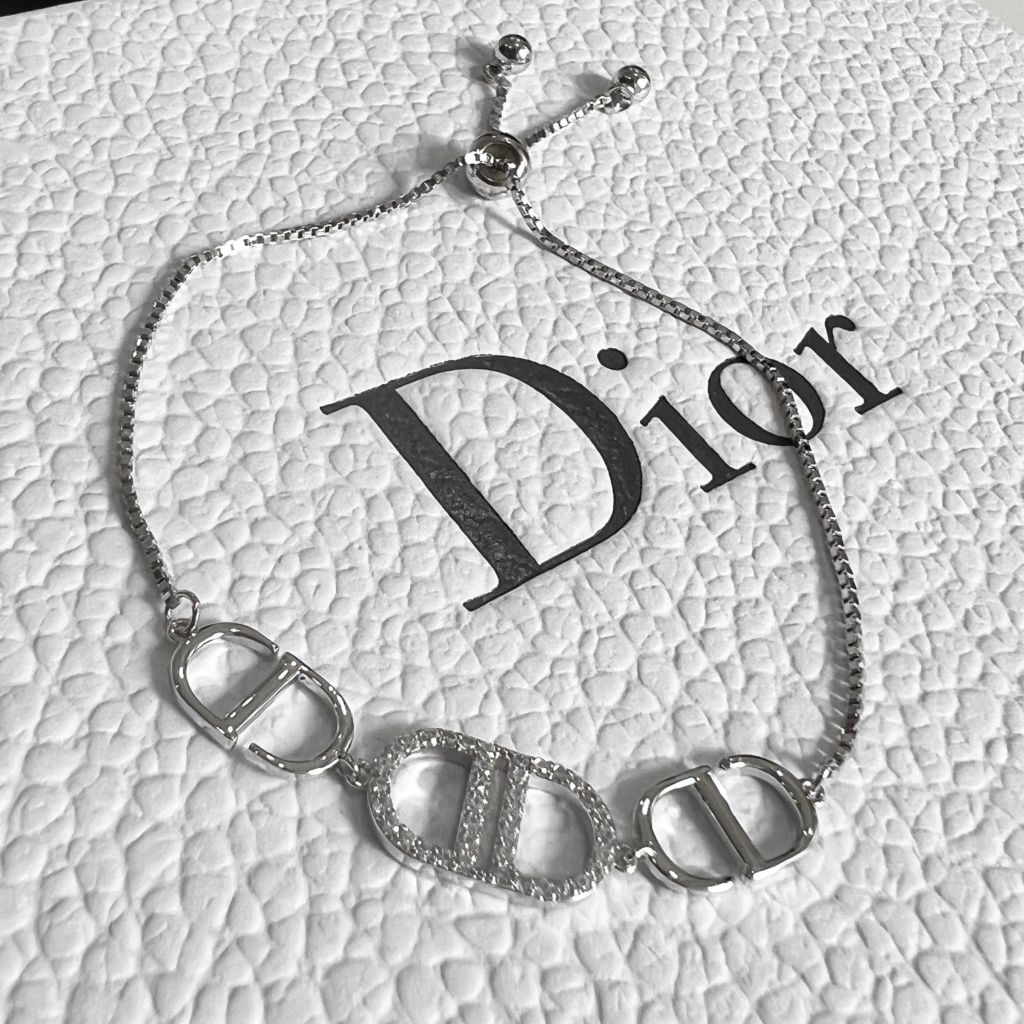  Vòng Tay Dior Dây Rút Pha Lê Trắng (AB) 