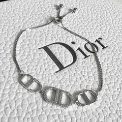  Vòng Tay Dior Dây Rút Pha Lê Trắng (AB) 
