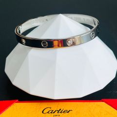  Bộ Trang Sức Nam, Nữ Cartier Titan Cao Cấp - Vòng Tay & Nhẫn Màu Trắng Pha Lê (AI) 