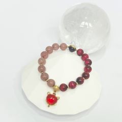  Vòng Đá Phong Thuỷ Cao Cấp -  Con Hồ Ly Đá Hổ Phách, Thạch Anh Dâu Tây & Thạch Anh Tím Tự Nhiên 