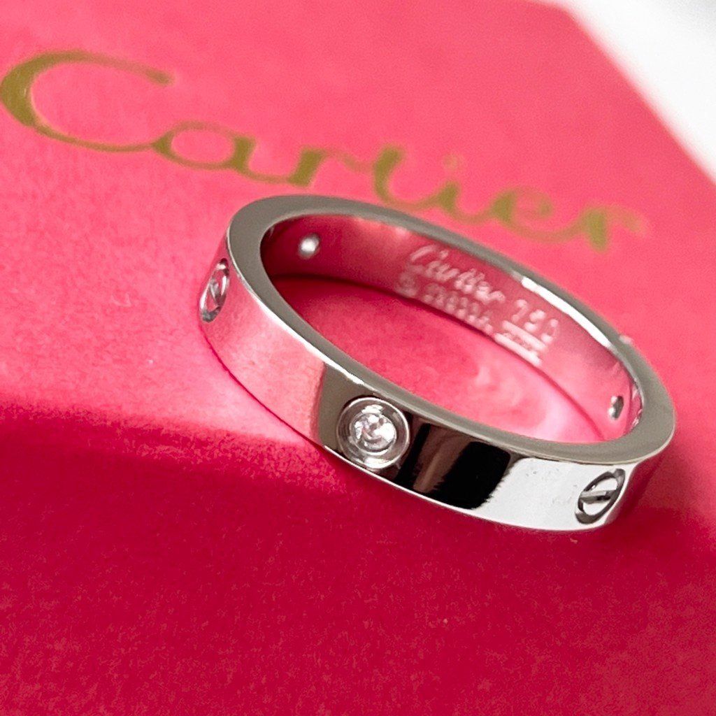  Nhẫn Cặp Đôi Tình Yêu - Cartier Màu Trắng TiTan Cao Cấp Pha Lê (AF) 