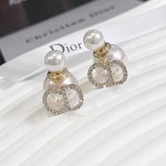  Bộ Trang Sức Dior Trắng - Vòng cổ Choker & Bông Tai Ngọc Trai, Pha Lê 2 Kiểu Đeo Quý Phái (AL) 