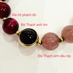  Vòng Đá Phong Thuỷ Cao Cấp -  Con Kỳ Hưu Đá Hổ Phách, Thạch Anh Dâu Tây & Thạch Anh Tím Tự Nhiên 